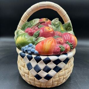 Susan Winget Fruit Basket Ceramic Cookie Jar, certified international company